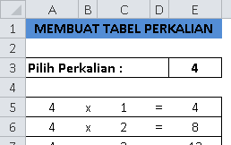 Cara Membuat Tabel Perkalian Dengan Rumus Excel